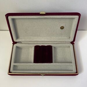 Vintage Velvet Jewelry Box Organizer in Colour Red. Ges. Gesch Made In Germany
